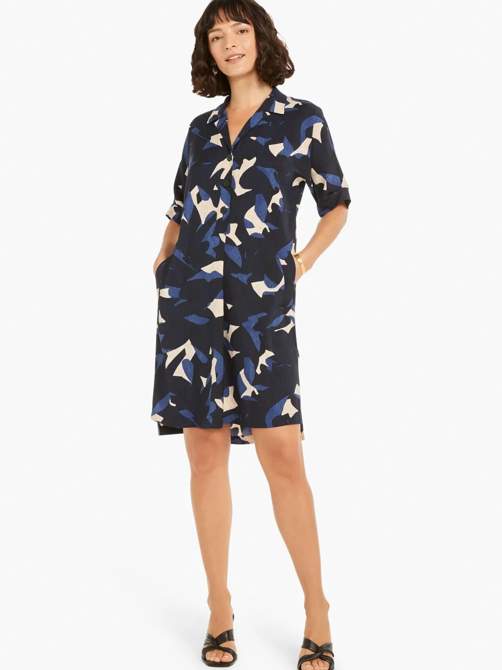 Sale NIC+ZOE Abstract Billow Dress Indigo Multi