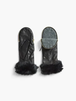 Store NIC+ZOE Amato Zipper Mitten W/ Faux Fur Mouton Cuff Black