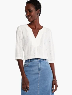 Hot NIC+ZOE Angled Lace Top Milk White