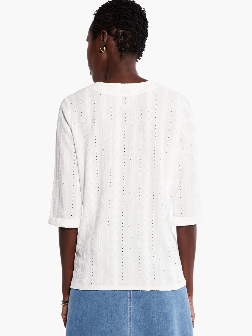 Hot NIC+ZOE Angled Lace Top Milk White
