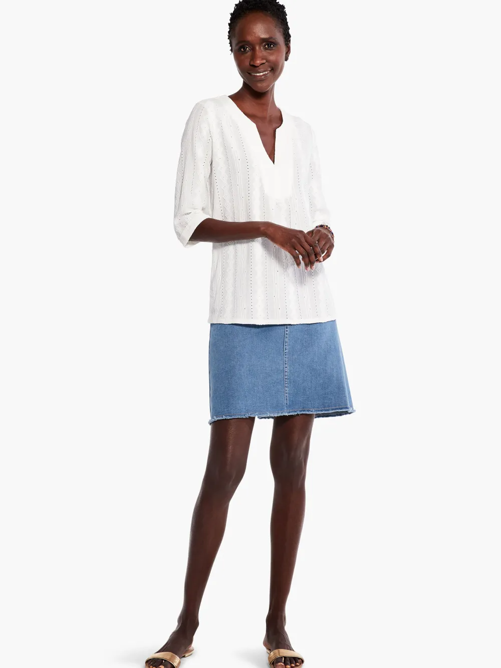Hot NIC+ZOE Angled Lace Top Milk White