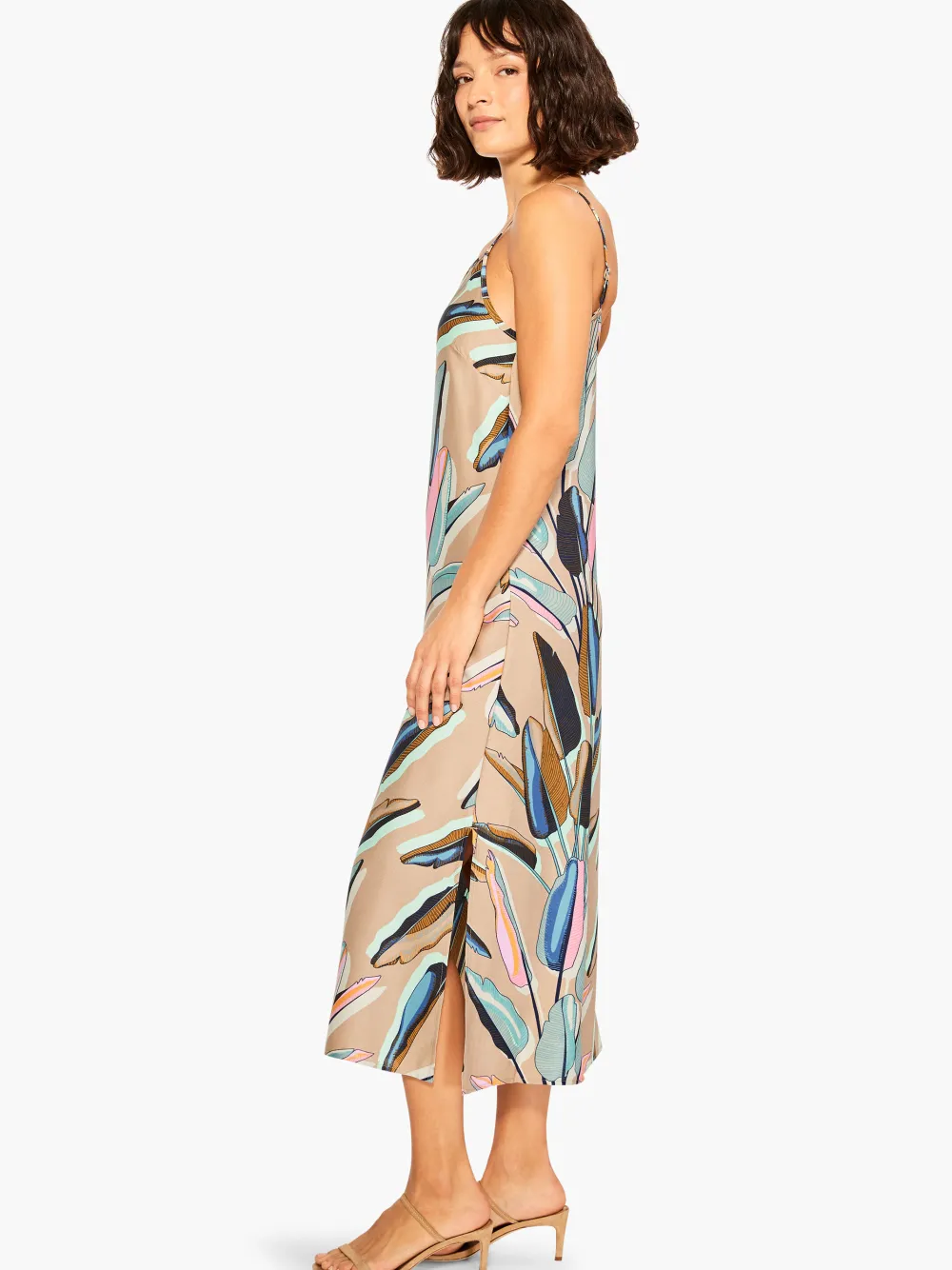 Best NIC+ZOE Banana Leaves Slip Dress Aqua Multi