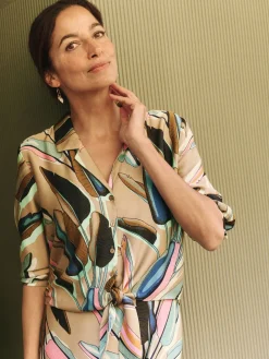 Best NIC+ZOE Banana Leaves Top Aqua Multi