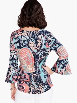 Best Sale NIC+ZOE Batik Stamp Top Indigo Multi