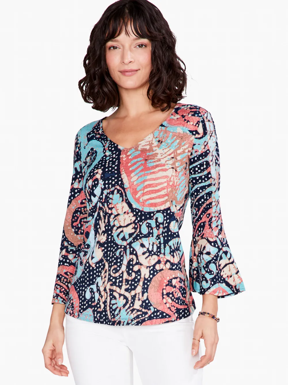 Best Sale NIC+ZOE Batik Stamp Top Indigo Multi