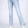 Sale NIC+ZOE Black Orchid Bardot Straight Fray Light Blue