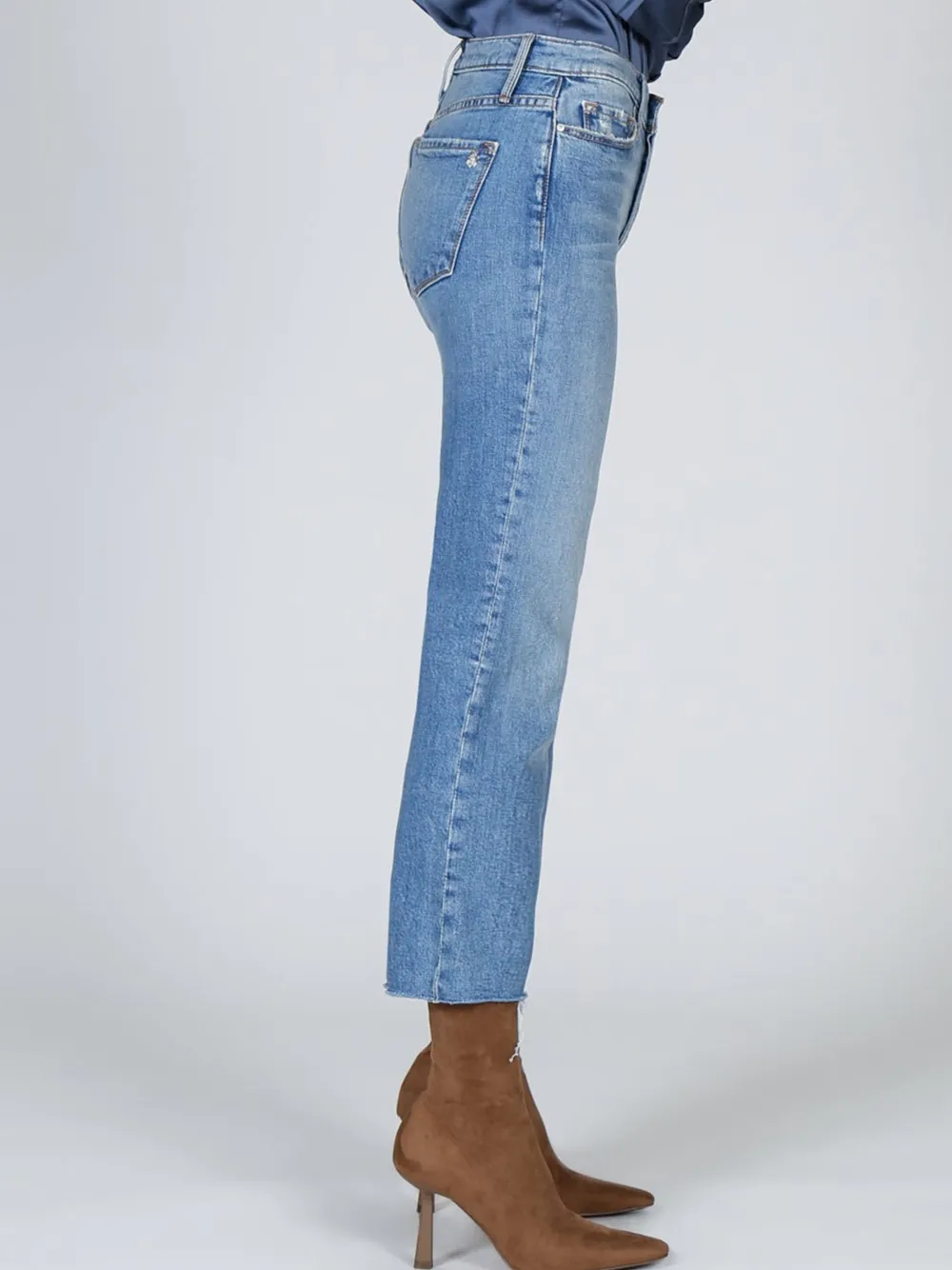 Outlet NIC+ZOE Black Orchid Brooklyn Straight Fray Jeans Medium Blue