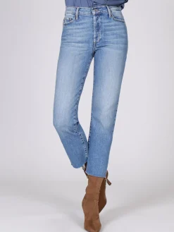 Outlet NIC+ZOE Black Orchid Brooklyn Straight Fray Jeans Medium Blue