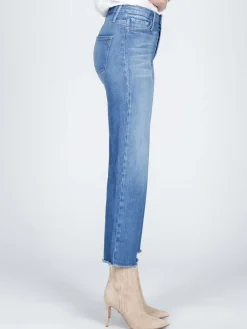 Flash Sale NIC+ZOE Black Orchid Marisa Relaxed Straight Fray Jeans Medium Blue