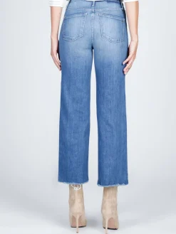 Flash Sale NIC+ZOE Black Orchid Marisa Relaxed Straight Fray Jeans Medium Blue