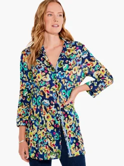 Flash Sale NIC+ZOE Bold Blossoms Crinkle Shirt Blue Multi