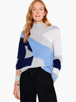 Sale NIC+ZOE Cascading Blues Cashmere Sweater Blue Multi
