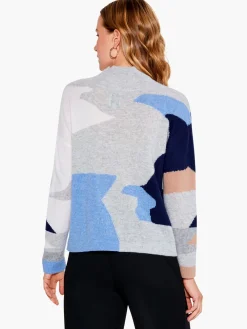 Shop NIC+ZOE Cascading Blues Cashmere Sweater Blue Multi