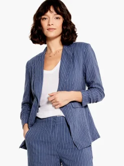 New NIC+ZOE Central Park Scrunch Sleeve Jacket Blue Multi