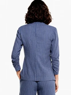 New NIC+ZOE Central Park Scrunch Sleeve Jacket Blue Multi