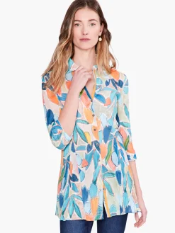 Best Sale NIC+ZOE Citrus Grove Long Crinkle Shirt Blue Multi