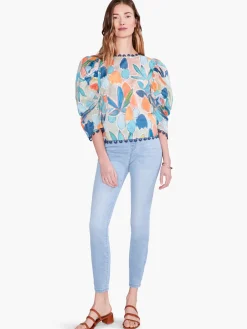 Flash Sale NIC+ZOE Citrus Grove Puff Sleeve Top Blue Multi