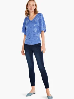 Discount NIC+ZOE Coastline Coral Sweater Blue Multi