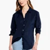 Sale NIC+ZOE Cotton Boyfriend Shirt Dark Indigo