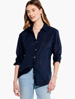 Sale NIC+ZOE Cotton Boyfriend Shirt Dark Indigo
