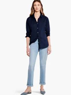 Sale NIC+ZOE Cotton Boyfriend Shirt Dark Indigo