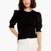 Discount NIC+ZOE Cotton Lawn Smocked Top Black Onyx