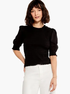 Discount NIC+ZOE Cotton Lawn Smocked Top Black Onyx