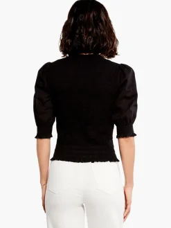 New NIC+ZOE Cotton Lawn Smocked Top Black Onyx