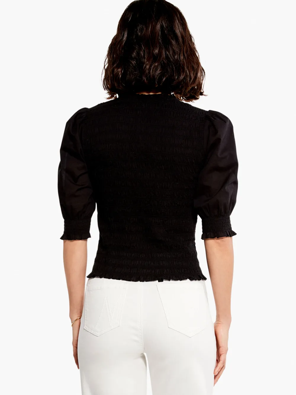 New NIC+ZOE Cotton Lawn Smocked Top Black Onyx