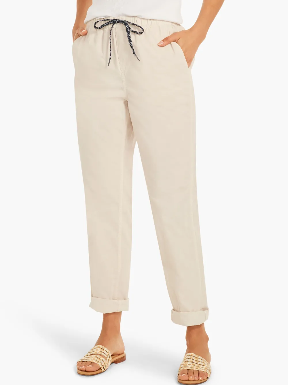 New NIC+ZOE Cotton Poplin Relaxed Ankle Pant Cobblestone