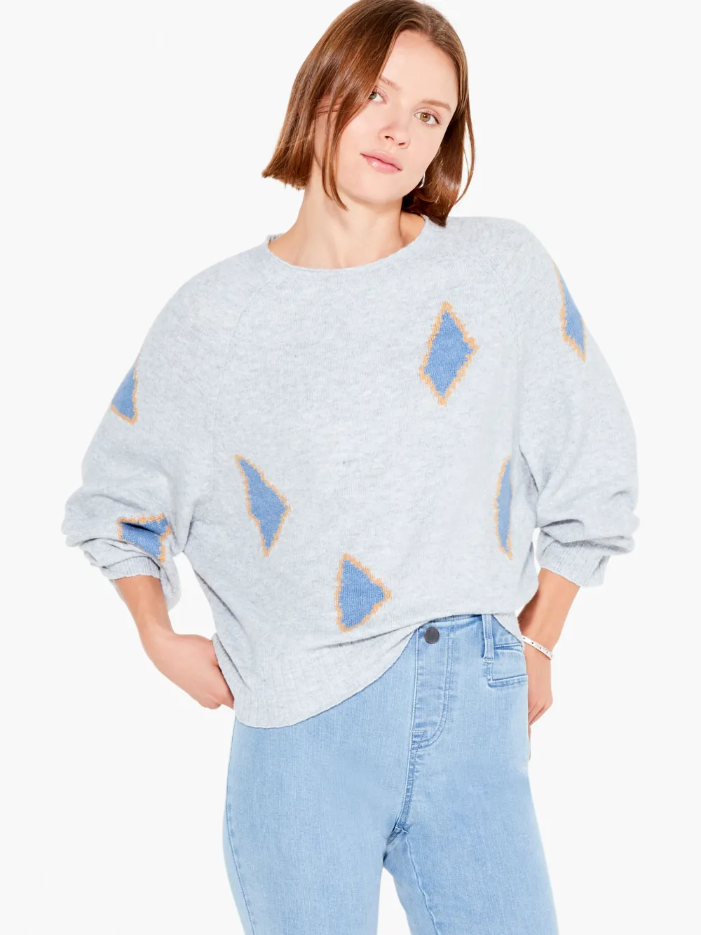 Outlet NIC+ZOE Cozy Up Geo Sweater Grey Multi