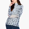 Outlet NIC+ZOE Cozy Up Spotted Turtleneck Blue Multi