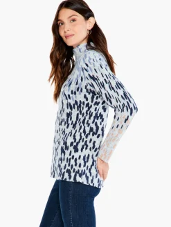 Outlet NIC+ZOE Cozy Up Spotted Turtleneck Blue Multi