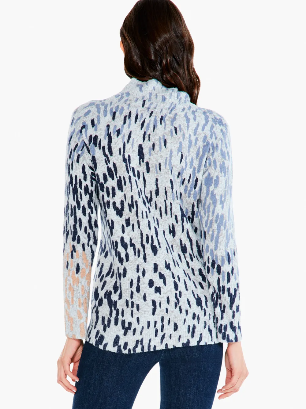 Outlet NIC+ZOE Cozy Up Spotted Turtleneck Blue Multi