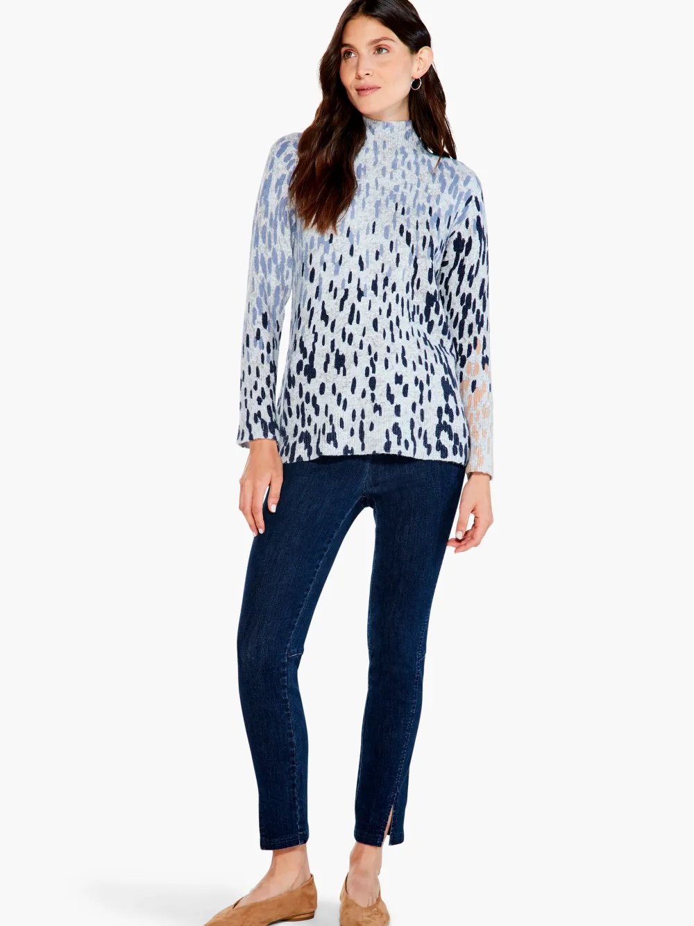 Outlet NIC+ZOE Cozy Up Spotted Turtleneck Blue Multi