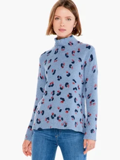 Cheap NIC+ZOE Cozy Up Tracks Turtleneck Sweater Blue Multi