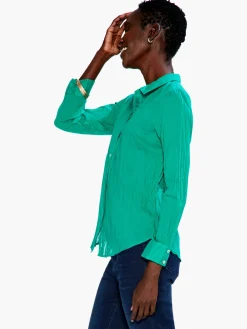 Shop NIC+ZOE Crinkle Shirt Bright Jade
