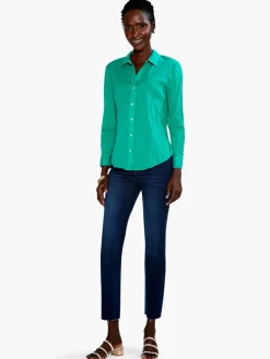 Outlet NIC+ZOE Crinkle Shirt Bright Jade