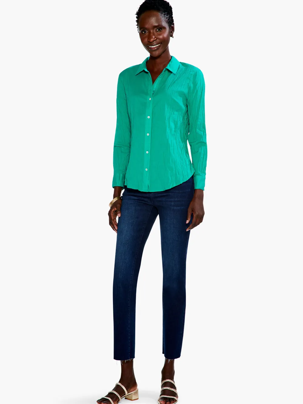 Best Sale NIC+ZOE Crinkle Shirt Bright Jade