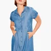 Cheap NIC+ZOE Drapey Denim Shirt Dress Mid Wash