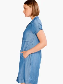 Cheap NIC+ZOE Drapey Denim Shirt Dress Mid Wash