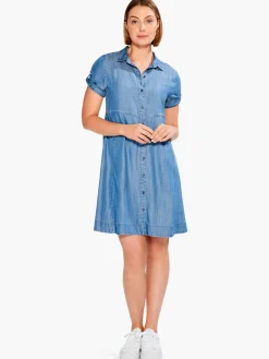 Cheap NIC+ZOE Drapey Denim Shirt Dress Mid Wash