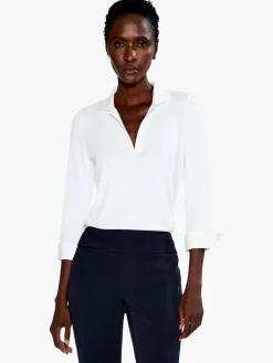 Cheap NIC+ZOE Drapey Rib Collared Top Paper White