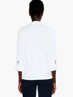 Cheap NIC+ZOE Drapey Rib Collared Top Paper White