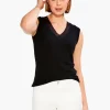 Sale NIC+ZOE Drapey Rib Mesh Trim Tank Black Onyx