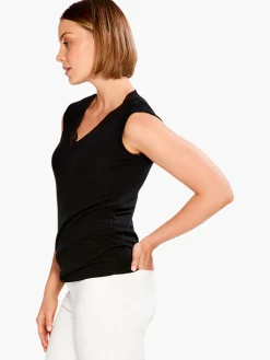 Store NIC+ZOE Drapey Rib Mesh Trim Tank Black Onyx