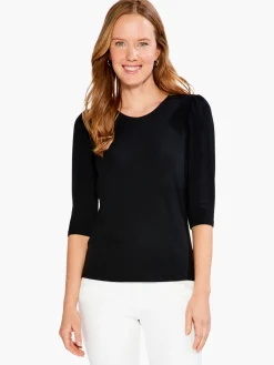 Outlet NIC+ZOE Drapey Rib Puff Sleeve Tee Black Onyx