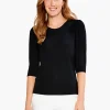 Cheap NIC+ZOE Drapey Rib Puff Sleeve Tee Black Onyx