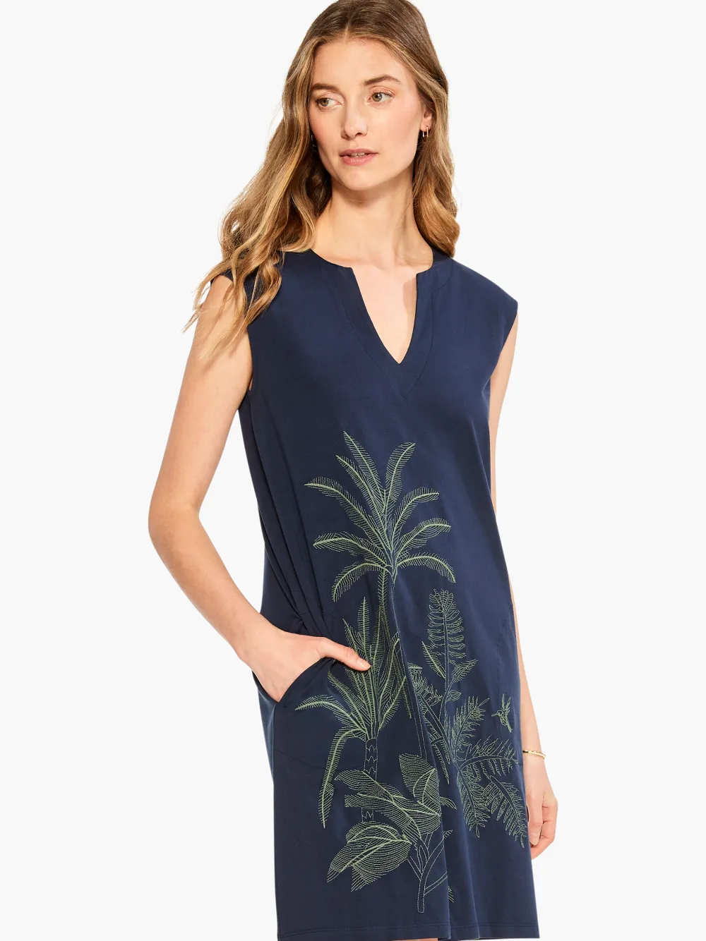 Discount NIC+ZOE Embroidered Fauna Dress Indigo Multi