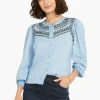 Flash Sale NIC+ZOE Embroidered Pop Shirt Blue Multi